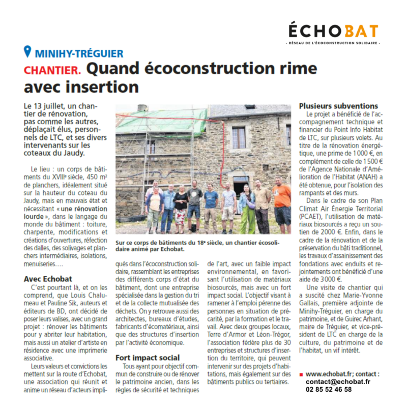 BZH – Le Trégor – Chantier écoconstruction et insertion ECHOBAT – 3.08.2023